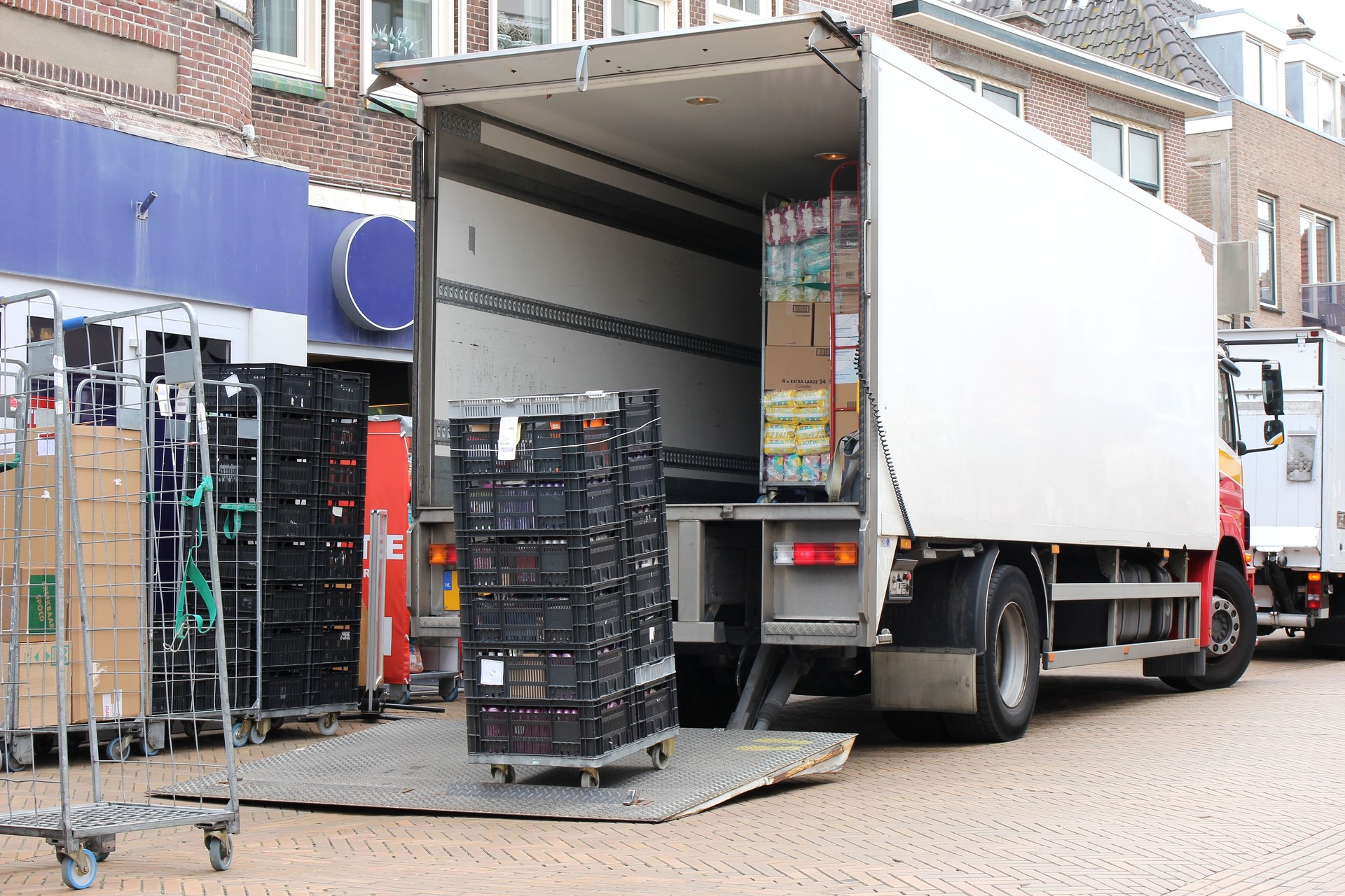 delivery truck being unloaded